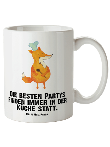Mr. & Mrs. Panda Becher Fuchs Koch mit Spruch in Weiß