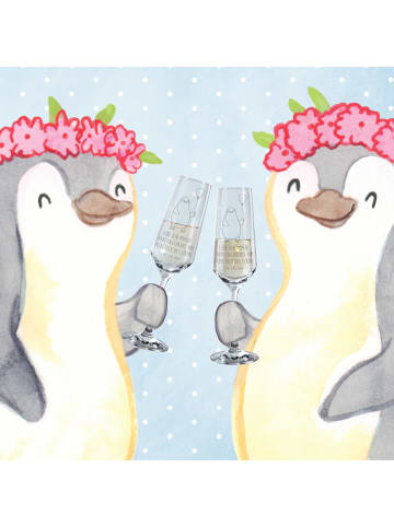 Mr. & Mrs. Panda Sektglas Pinguin Luftballon mit Spruch in Transparent