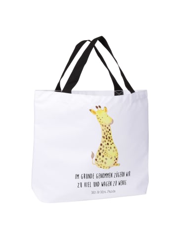 Mr. & Mrs. Panda Tote Bag Giraffe Zufrieden mit Spruch in Weiß