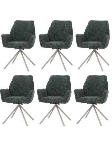 MCW 6er-Set Esszimmerstuhl G67, Gestell creme, grün