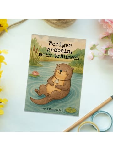 Mr. & Mrs. Panda Ansichtskarte Otter Muschel Design mit Spruch in Weiß