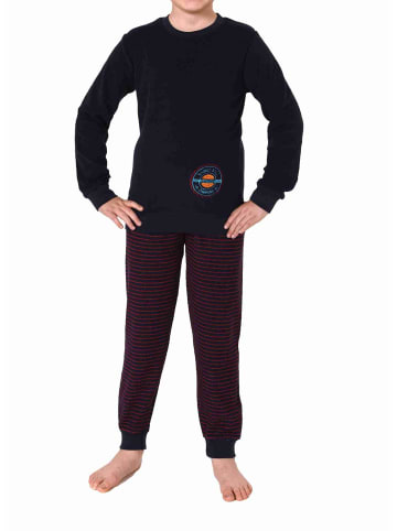 NORMANN langarm Frottee Schlafanzug Pyjama Bündchen - 77732 in rot