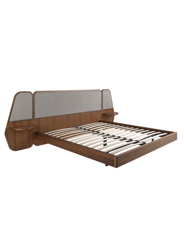 Angel Cerdá Bett 7175 in Grau / Walnuss – (B)296 x (H)209 x (T)110 cm