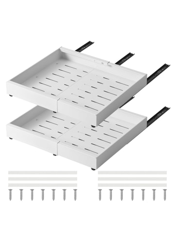 Home Nature Wohnkonzept 2er-Pack Teleskopschublade ausziehbar in Weiß 32-52x53x6 cm