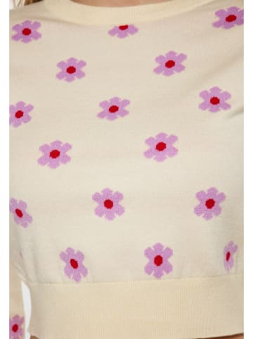 Swirly Damen Pullover in CREME LILA ROT