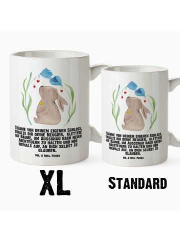 Mr. & Mrs. Panda Keramiktasse Hase Blume mit Spruch in Weiß