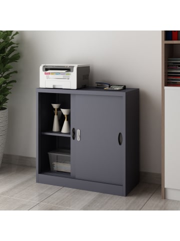 en.casa Aktenschrank Rieti in Anthrazit (L)90cm (B)40cm (H)90cm