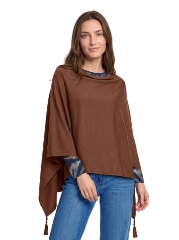 Betty Barclay Strick-Poncho mit Fransen in Dark Coffee