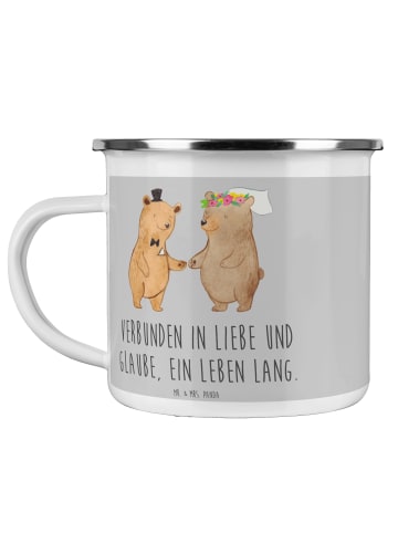 Mr. & Mrs. Panda Tasse Emaille Kirchliche Trauung Liebe Glaube m... in Heather Grey