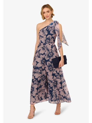 Adrianna Papell Jumpsuit Floral Organza Jumpsuit in Navy/Pink