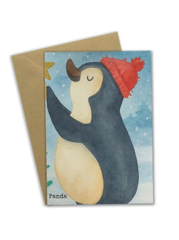Mr. & Mrs. Panda Klappkarte Pinguin Weihnachtsbaum Design ohne S... in Weiß