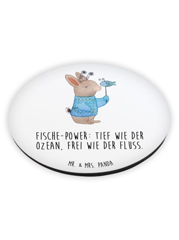 Mr. & Mrs. Panda Rund Magnet Fische Astrologie mit Spruch in Weiß