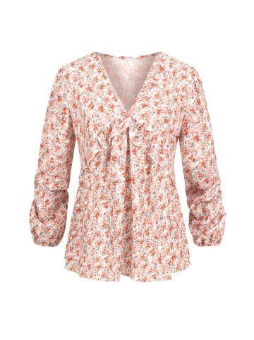 Cloud5ive Cloud5ive V-Neck Bluse mit Rüschendetails und Blumen Print in white