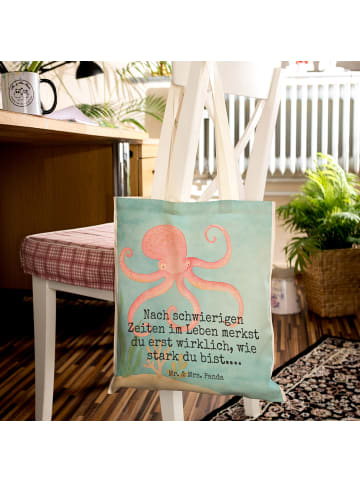 Mr. & Mrs. Panda Schultertasche Tintenfisch Design mit Spruch in Weiß