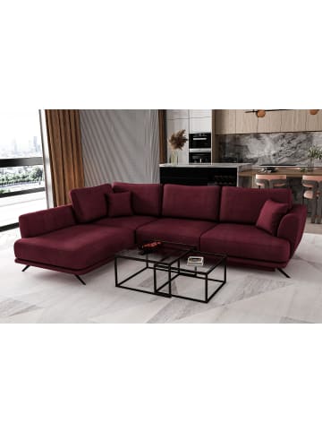 MF Design Lardo Recamiere Links in Weinrot -  (L) 191 x (B) 276 x (H) 90 cm