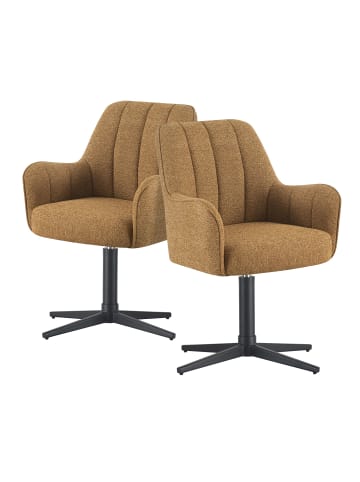 DUBI Möbel 2er-Set: Drehstuhl THOMAS-ROMY in Senfgelb - (B)58 x (H)87 x  (T)62 cm