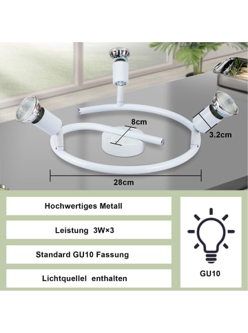 ZMH Deckenleuchte LED weiß GU10 - Deckenspots 3-flammige Wandleuchten