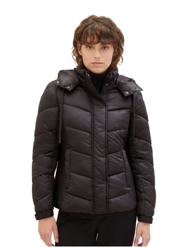 Tom Tailor Stepp Winter Jacke Puffer Kapuze Abnehmbar in Schwarz