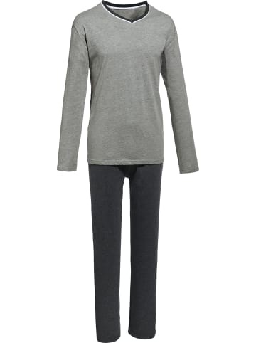 REDBEST Single-Jersey Schlafanzug in hellgrau/anthrazit meliert