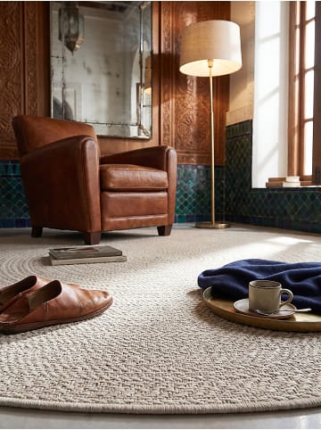 KADIMA DESIGN Rundteppich Uni flachgewebt pflegeleicht Wohnzimmer Flur Esszimmer in Creme