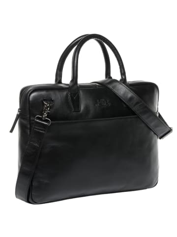 SID & VAIN Leder-Laptoptasche 15" Leder Businesstasche Unisex BOSTON in schwarz