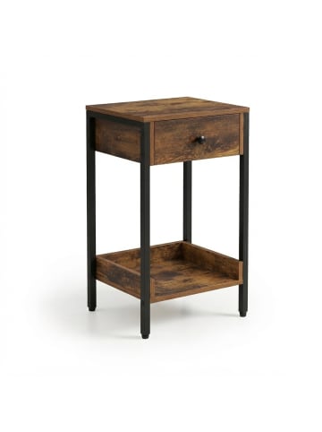 relaxdays Beistelltisch "1 Schublade" in Braun/ Schwarz - (B)38 x (H)69,5 x (T)28 cm