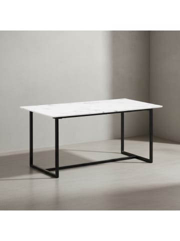 KADIMA DESIGN Esszimmertisch 120x60x76 cm Küchentisch in Marmor-Optik Modern, in Weiß