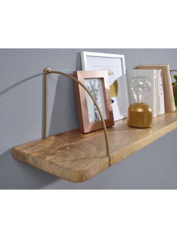 KADIMA DESIGN Wandregal: Industrie-Stil, Mango Massivholz/Eisen, 120x25x22 cm