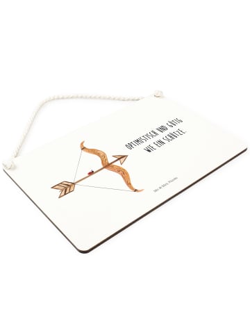 Mr. & Mrs. Panda Schild Sternzeichen Schütze mit Spruch in Weiß