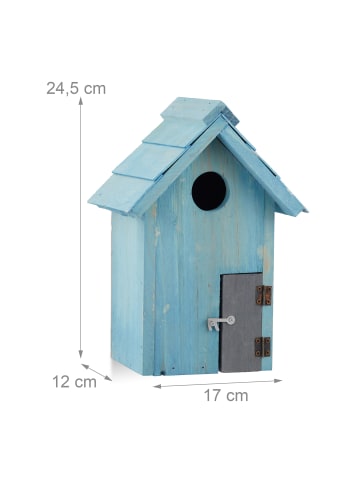 relaxdays Nistkasten in Hellblau - (B)17 x (H)24,3 x(T)12 cm