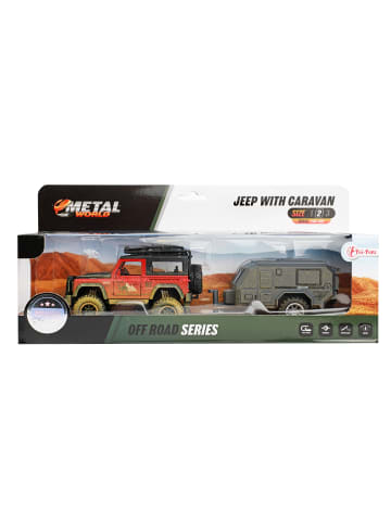 Toi-Toys Metal World Spielzeugauto - Jeep 4x4 mit Wohnwagen in mehrfarbig