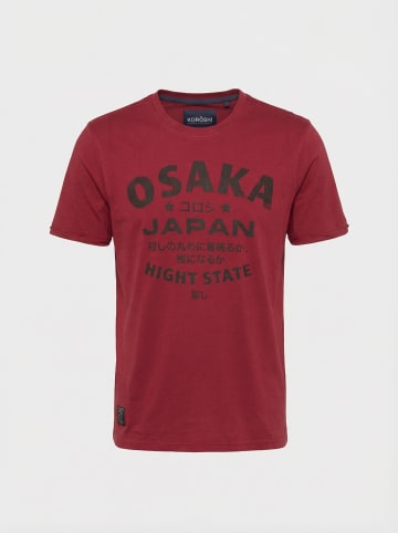 KOROSHI Crew t-shirt baumwolle druck-emb in rot