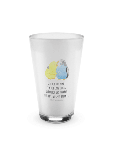 Mr. & Mrs. Panda Glas Mit Motiv Wellensittich Liebe mit Spruch in Transparent