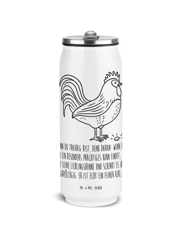 Mr. & Mrs. Panda Getränkedosen Trinkflasche Hahn Korn mit Spruch in Weiß