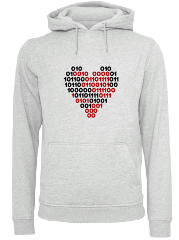 F4NT4STIC Hoodie I love you 01001001 Binary Code Herz  Valentinstag in grau meliert
