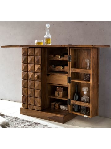 KADIMA DESIGN Hausbar Massivholz 65x91x50 cm Weinbar ausklappbar, Kleine in Massivholz