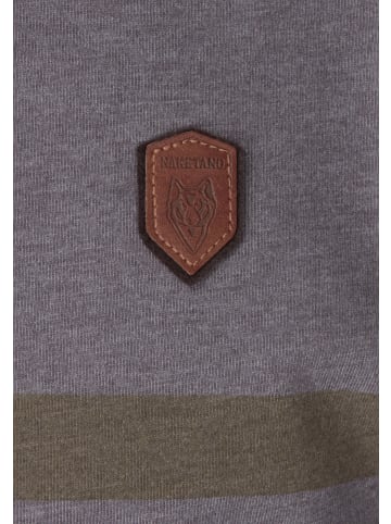 naketano T-Shirt Haschisch in der Blutbahn Dark Grey Melange/Olive Melange