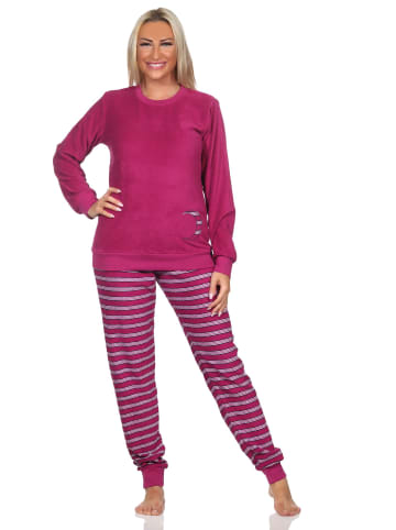 NORMANN Frottee langarm Schlafanzug Bündchen Pyjama - 82640 in beere