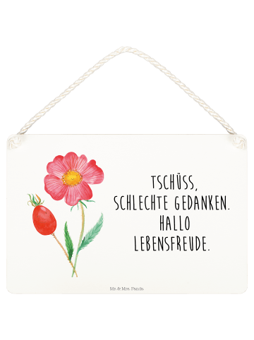 Mr. & Mrs. Panda Schild Blume HageRundunge mit Spruch in Weiß