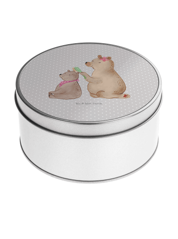 Mr. & Mrs. Panda Blechdose rund Bär Kind ohne Spruch in Grau Pastell