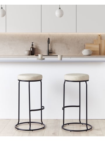 Beliani 2-tlg Barhocker MILROY in Beige/Schwarz