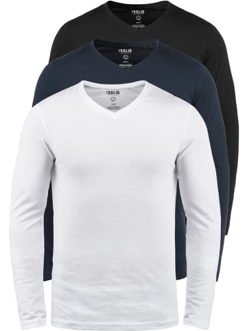 !SOLID Langarmshirt SDBasil in Weiß/Blau/Schwarz