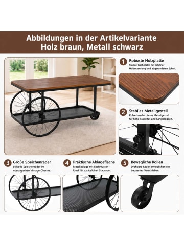 MCW Couchtisch Q69 Reifen, Schwarz, Metall kupferfarben