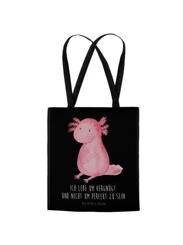 Mr. & Mrs. Panda Umhängetasche Axolotl Niedlich mit Spruch in Schwarz