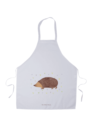 Mr. & Mrs. Panda Schürze Igel Herzen ohne Spruch in Weiß
