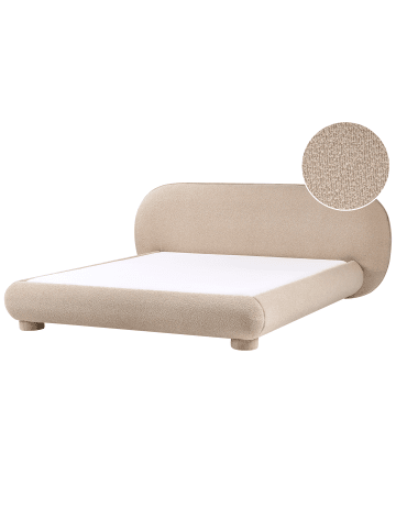 Beliani Doppelbett BAYEL in Beige - (W) 233 x (H) 100 x (L) 231 cm