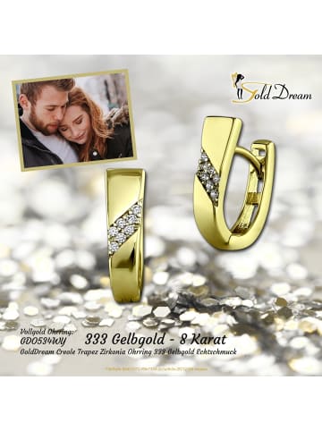 GoldDream Echtgold, 333er Gelbgold Damen Creolen Trapez Ohrring ca. 12mm