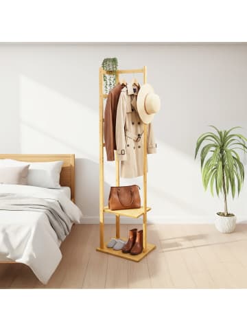 relaxdays Kleiderständer in Natur - (B)38 x (H)155 x (T)30 cm