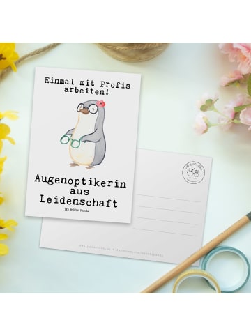 Mr. & Mrs. Panda Postkarte Augenoptikerin Leidenschaft mit Spruch in Weiß