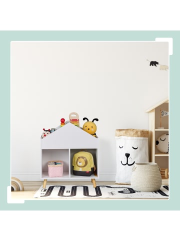 relaxdays Kinderregal in Weiß/ Natur - (B)60 x (H)64,5 x (T)30 cm